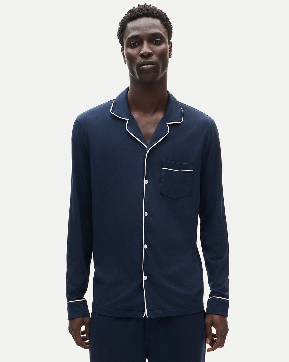 J. Crew Men's Pajama Top In Cotton-Blend Jersey Long Sleeve Blue Size Large NWT